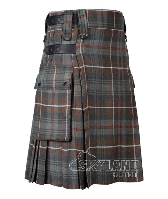 Mackenzie Weathered Tartan Utility Kilt with Leather Straps & Cargo Pockets Mackenzie Weathered Tartan Utility Kilt with Leather Straps & Cargo Pockets