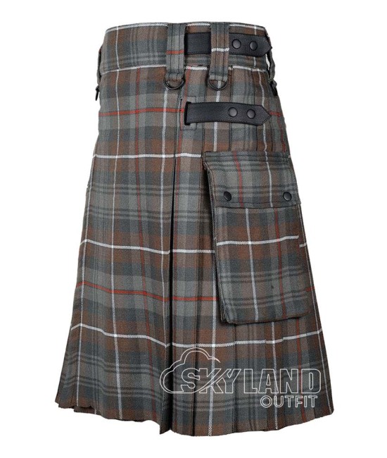 Mackenzie Weathered Tartan Utility Kilt with Leather Straps & Cargo Pockets Mackenzie Weathered Tartan Utility Kilt with Leather Straps & Cargo Pockets