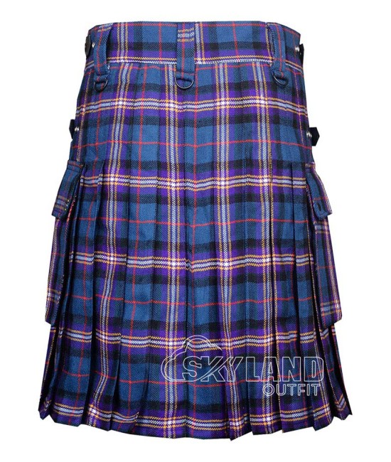Masonic Tartan Utility Kilt with Leather Straps & Cargo Pockets Masonic Tartan Utility Kilt with Leather Straps & Cargo Pockets