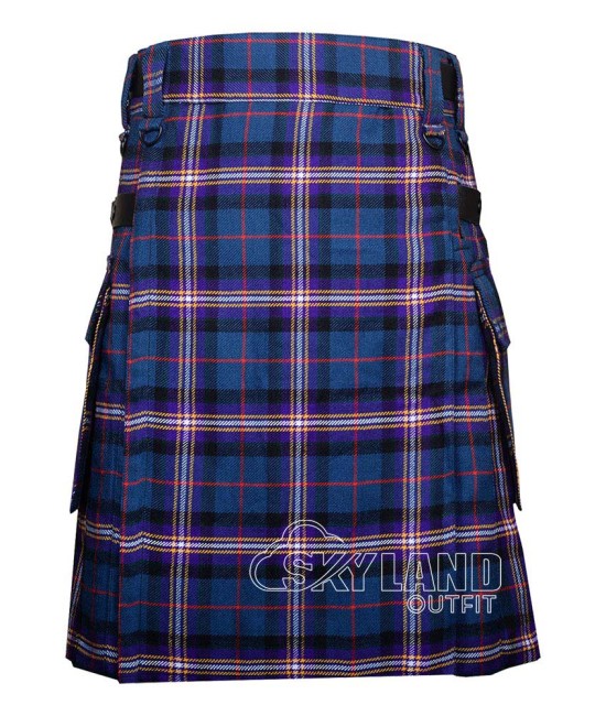 Masonic Tartan Utility Kilt with Leather Straps & Cargo Pockets Masonic Tartan Utility Kilt with Leather Straps & Cargo Pockets