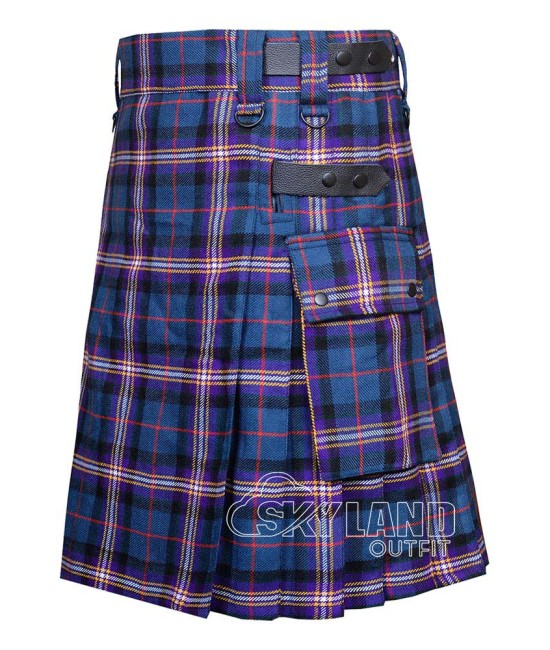 Masonic Tartan Utility Kilt with Leather Straps & Cargo Pockets Masonic Tartan Utility Kilt with Leather Straps & Cargo Pockets