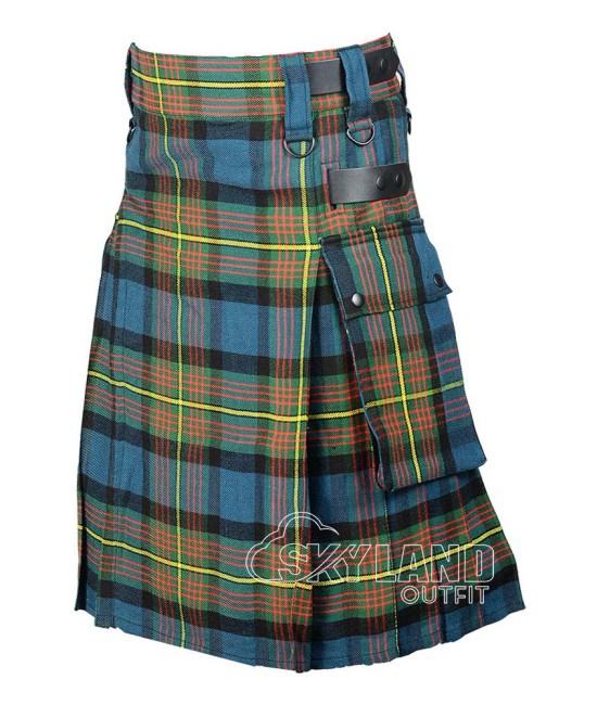 Muir Moore Tartan Utility Kilt with Leather Straps & Cargo Pockets Muir Moore Tartan Utility Kilt with Leather Straps & Cargo Pockets