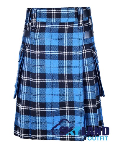 Ramsay Blue Hunting Tartan Kilt Scottish Utility Kilt with Cargo Pockets