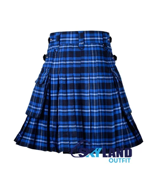 Ramsay Blue Tartan Kilt Scottish Utility Kilt with Cargo Pockets Ramsay Blue Tartan Kilt Scottish Utility Kilt with Cargo Pockets