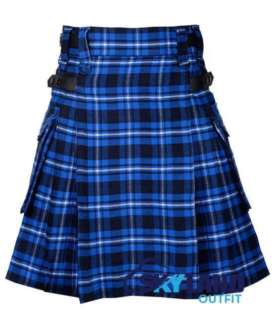Ramsay Blue Tartan Kilt Scottish Utility Kilt with Cargo Pockets Ramsay Blue Tartan Kilt Scottish Utility Kilt with Cargo Pockets