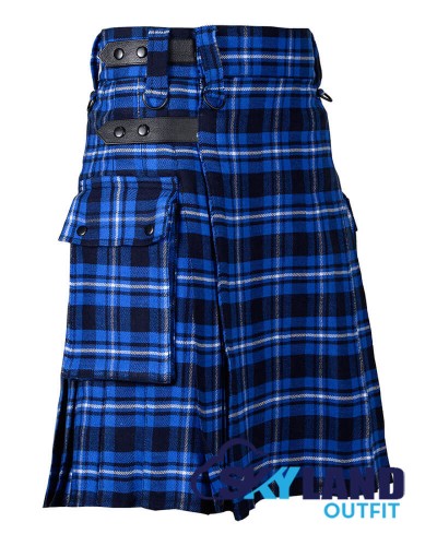 Ramsay Blue Tartan Kilt Scottish Utility Kilt with Cargo Pockets Ramsay Blue Tartan Kilt Scottish Utility Kilt with Cargo Pockets