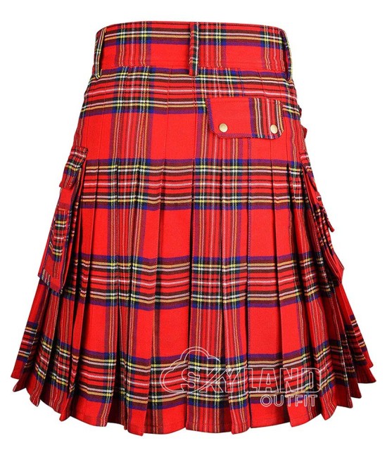 Royal Stewart Tartan Utility Kilt Scottish Kilt with Cargo Pockets Royal Stewart Tartan Utility Kilt Scottish Kilt with Cargo Pockets