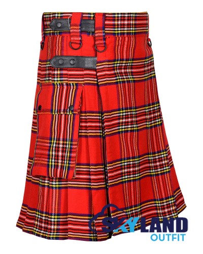 Royal Stewart Tartan Kilt Scottish Utility Kilt with Cargo Pockets Royal Stewart Tartan Kilt Scottish Utility Kilt with Cargo Pockets