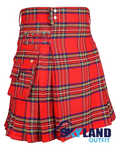 Royal Stewart Tartan Utility Kilt Scottish Kilt with Cargo Pockets Royal Stewart Tartan Utility Kilt Scottish Kilt with Cargo Pockets