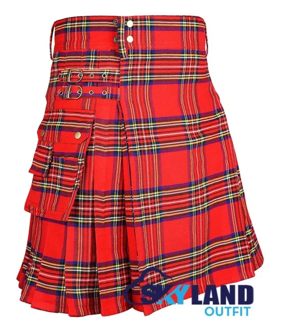 Royal Stewart Tartan Utility Kilt Scottish Kilt with Cargo Pockets Royal Stewart Tartan Utility Kilt Scottish Kilt with Cargo Pockets