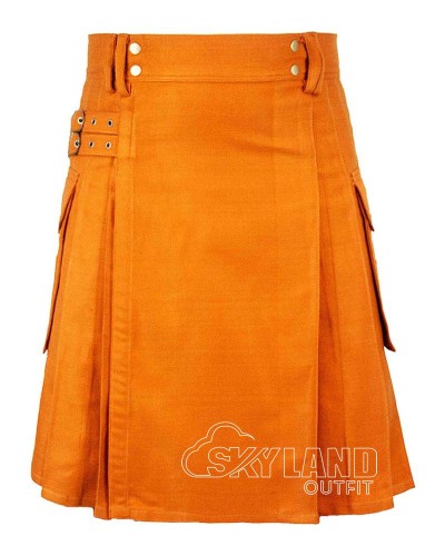 Saffron Tartan Kilt Scottish Utility Kilt with Cargo Pockets