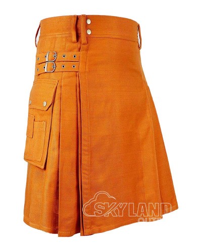 Saffron Tartan Kilt Scottish Utility Kilt with Cargo Pockets