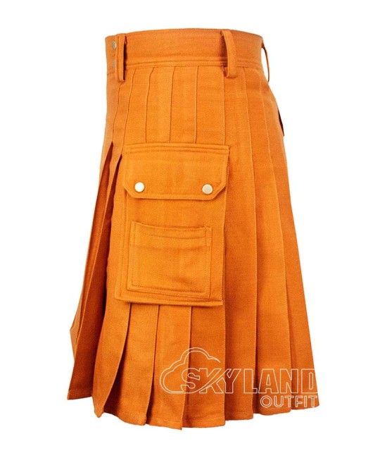 Saffron Tartan Kilt Scottish Utility Kilt with Cargo Pockets Saffron Tartan Kilt Scottish Utility Kilt with Cargo Pockets
