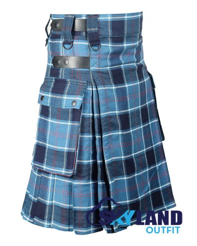 US Navy Tartan Kilt Scottish Utility Kilt with Cargo Pockets US Navy Tartan Kilt Scottish Utility Kilt with Cargo Pockets
