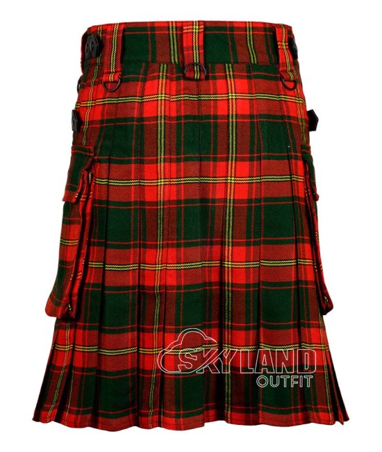 Ulster Red Tartan Kilt Scottish Utility Kilt with Cargo Pockets Ulster Red Tartan Kilt Scottish Utility Kilt with Cargo Pockets