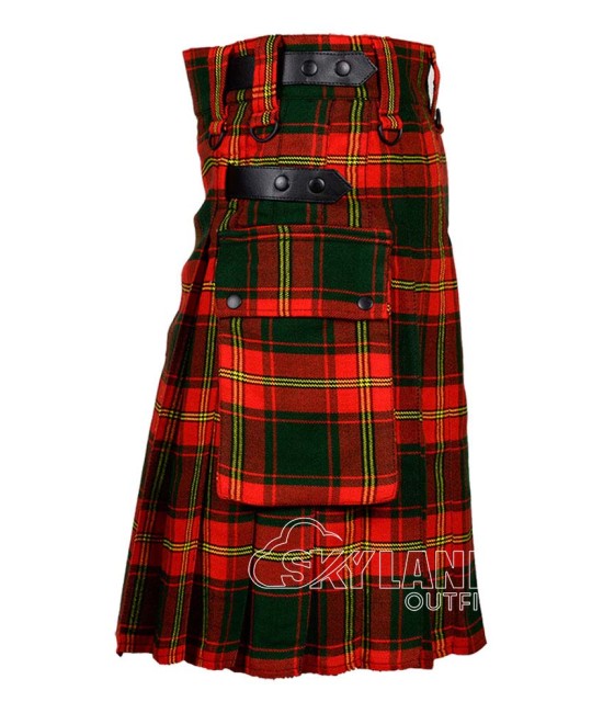 Ulster Red Tartan Kilt Scottish Utility Kilt with Cargo Pockets Ulster Red Tartan Kilt Scottish Utility Kilt with Cargo Pockets