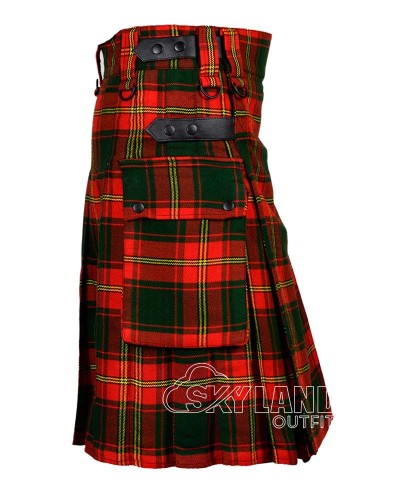 Ulster Red Tartan Kilt Scottish Utility Kilt with Cargo Pockets Ulster Red Tartan Kilt Scottish Utility Kilt with Cargo Pockets