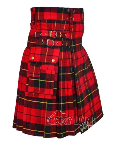 Wallace Tartan Utility Kilt for Men – Scottish Cargo Pockets Kilt
