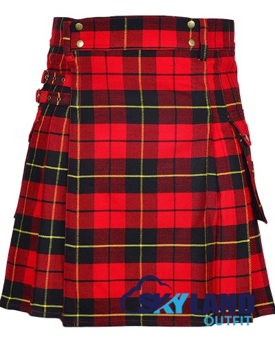 Wallace tartan kilt utility Scottish kilt with adjustable leather straps