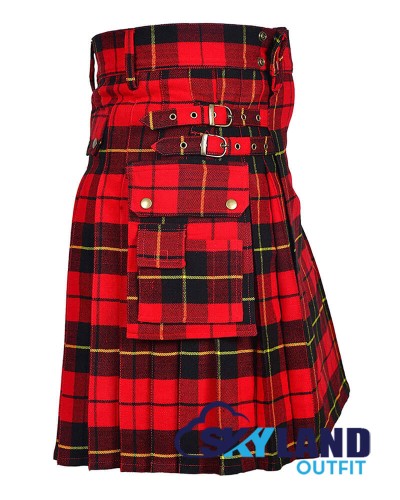 Wallace tartan kilt utility Scottish kilt with adjustable leather straps Wallace tartan kilt utility Scottish kilt with adjustable leather straps