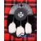 Scottish Full Dress Kilt Sporran – Black Rabbit Fur with White Tassels & Celtic Thistle Cantle