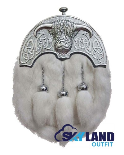 Highlander Full Dress Kilt Sporran – Cowhead Design, Silver Cantle & Cowhide Leather Highlander Full Dress Kilt Sporran – Cowhead Design, Silver Cantle & Cowhide Leather