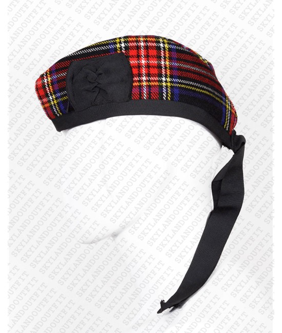 Traditional Scottish Glengarry Hat Black Stewart Highlander Accessories