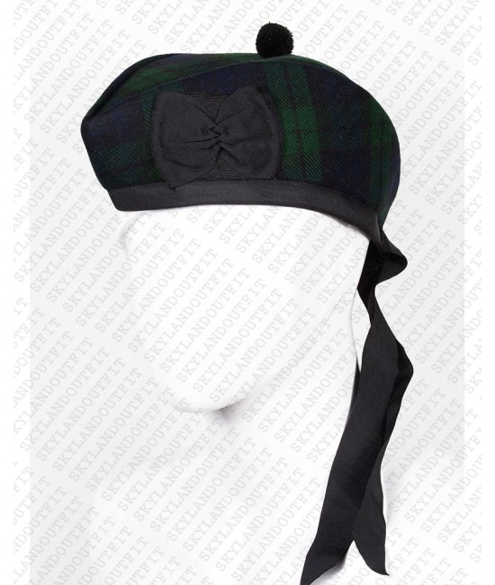 Traditional Scottish Glengarry Hat Black Watch Highlander Accessories