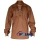 Jacobite ghillie kilt shirt brown cotton Jacobean full sleeve shirt Jacobite ghillie kilt shirt brown cotton Jacobean full sleeve shirt
