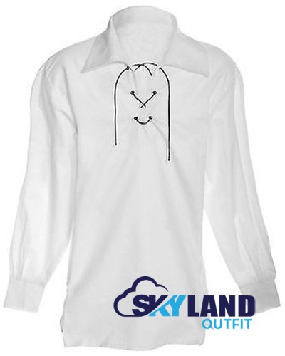 Jacobite ghillie kilt shirt white cotton Jacobean full sleeve shirt Jacobite ghillie kilt shirt white cotton Jacobean full sleeve shirt