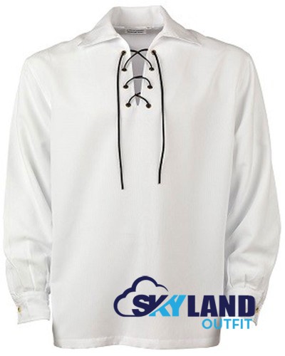 Jacobite ghillie kilt shirt white cotton Jacobean full sleeve shirt Jacobite ghillie kilt shirt white cotton Jacobean full sleeve shirt