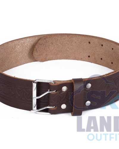 Brown Leather Scottish Kilt Belt | Masonic Embossed Belts Brown Leather Scottish Kilt Belt | Masonic Embossed Belts