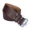 Rampant lion Embossed Brown Leather Double Prong Kilt Belt