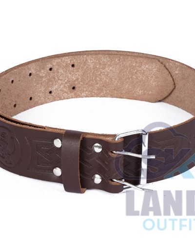 Rampant lion Embossed Brown Leather Double Prong Kilt Belt Rampant lion Embossed Brown Leather Double Prong Kilt Belt