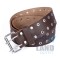 Silver Studs Brown Leather Double Prong Kilt Belt