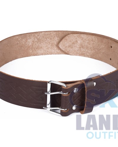 Thistle Embossed Brown Leather Double Prong Kilt Belt Thistle Embossed Brown Leather Double Prong Kilt Belt