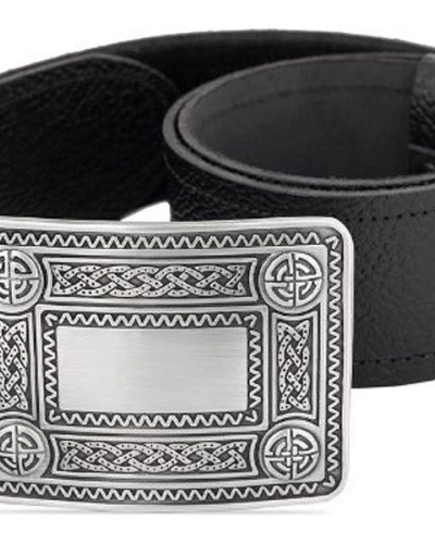 Gents Simple Plain Black Leather Kilt Belt Gents Simple Plain Black Leather Kilt Belt