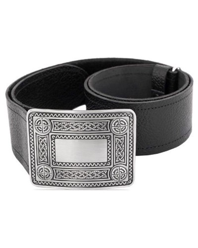 Gents Simple Plain Black Leather Kilt Belt Gents Simple Plain Black Leather Kilt Belt