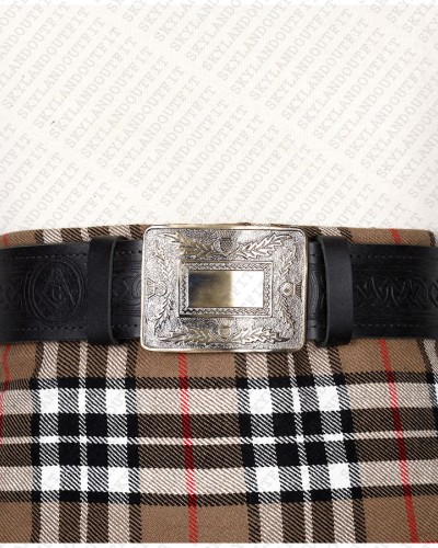 Masonic Badge Embossed Black Leather Traditional Kilt Belt Masonic Badge Embossed Black Leather Traditional Kilt Belt