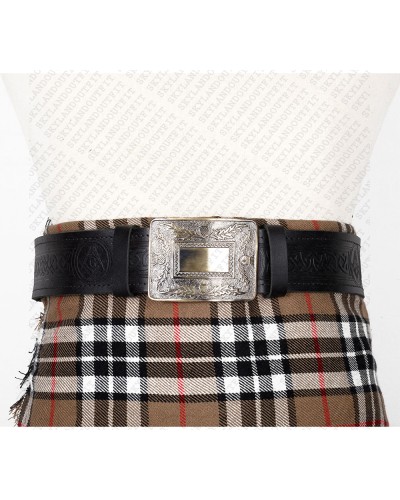 Masonic Badge Embossed Black Leather Traditional Kilt Belt Masonic Badge Embossed Black Leather Traditional Kilt Belt