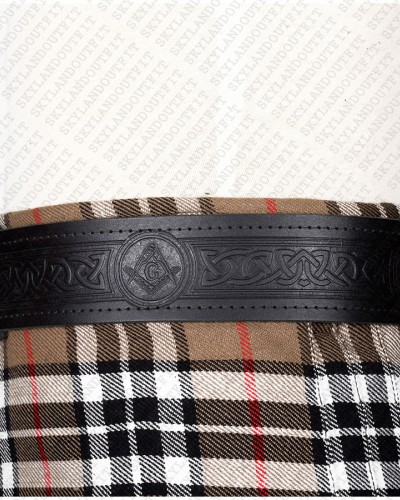 Masonic Badge Embossed Black Leather Traditional Kilt Belt Masonic Badge Embossed Black Leather Traditional Kilt Belt