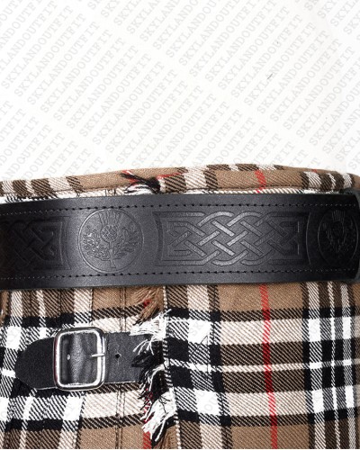Thistle Embossed Black Leather Traditional Kilt Belt Thistle Embossed Black Leather Traditional Kilt Belt