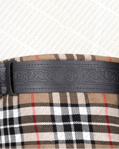 Trinity Knot Embossed Black Leather Traditional Kilt Belt Trinity Knot Embossed Black Leather Traditional Kilt Belt