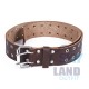 Silver Studs Brown Leather Double Prong Kilt Belt