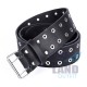 Silver Studs Black Leather Double Prong Kilt Belt