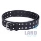 Silver Studs Black Leather Double Prong Kilt Belt