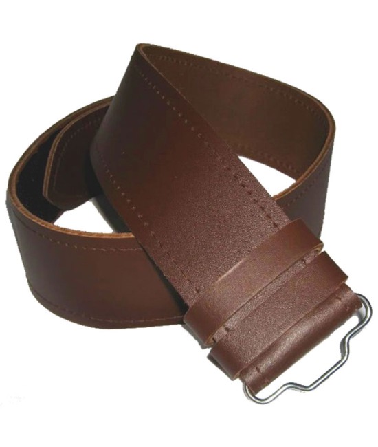 Gents Simple Plain Brown Leather Kilt Belt
