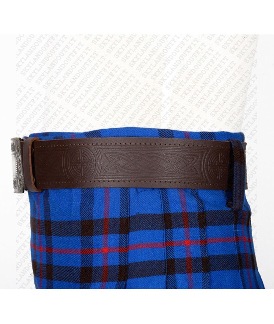 Medieval knot Embossed Brown Leather Traditional Kilt Belt
