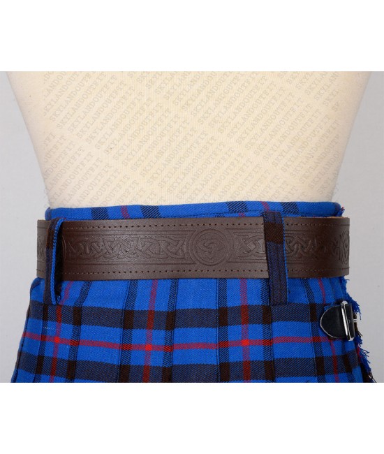 Trinity Knot Embossed Brown Leather Traditional Kilt Belt