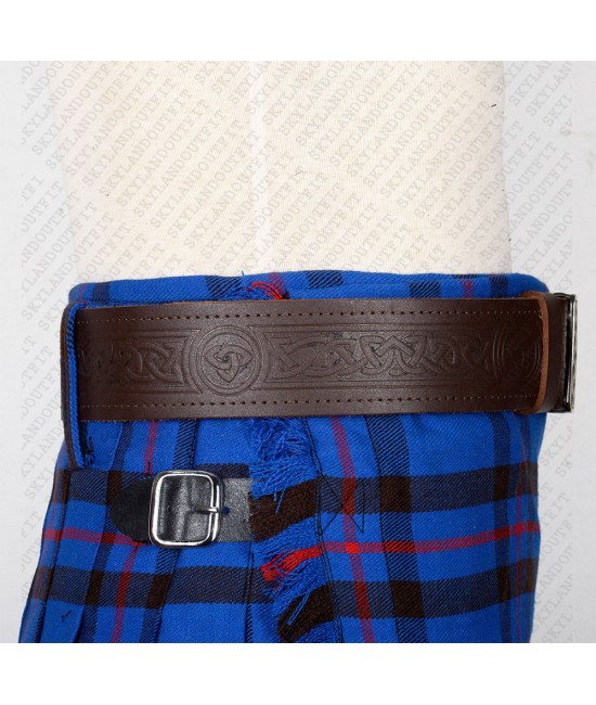 Trinity Knot Embossed Brown Leather Traditional Kilt Belt